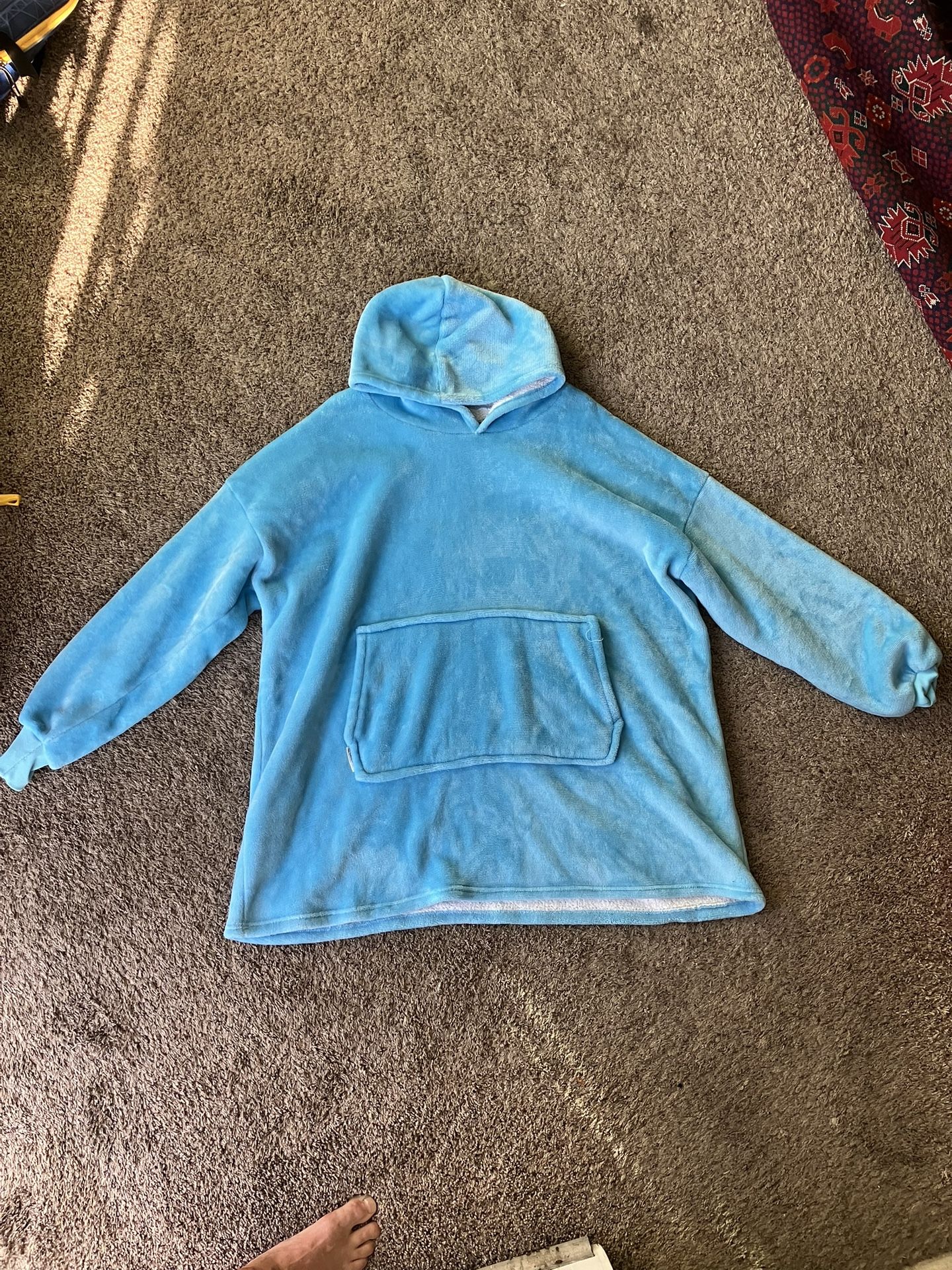 Blue Fleece Medium Pancho Style Hoodie 