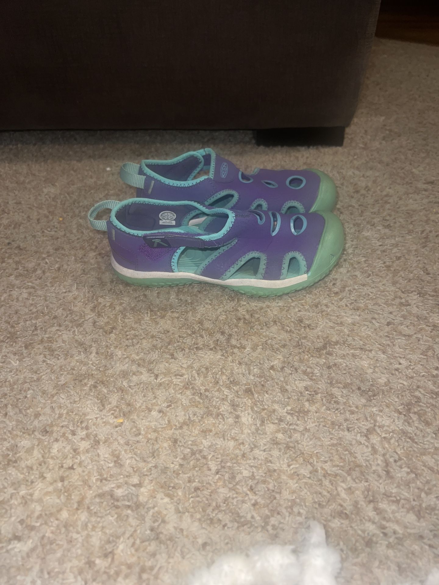 Keen Stingray Aqua Stop Sandals Purple & Green Water Shoes Slip On Girls 1
