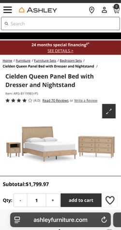 Queen Bedroom Set by Ashley Furniture – Like New – Dresser & Nightstand Included