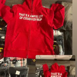 Red rinestone AwfulLotofcoughsyurp  hoodie