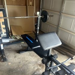 Olympic Weights With Bench And Curling Station 