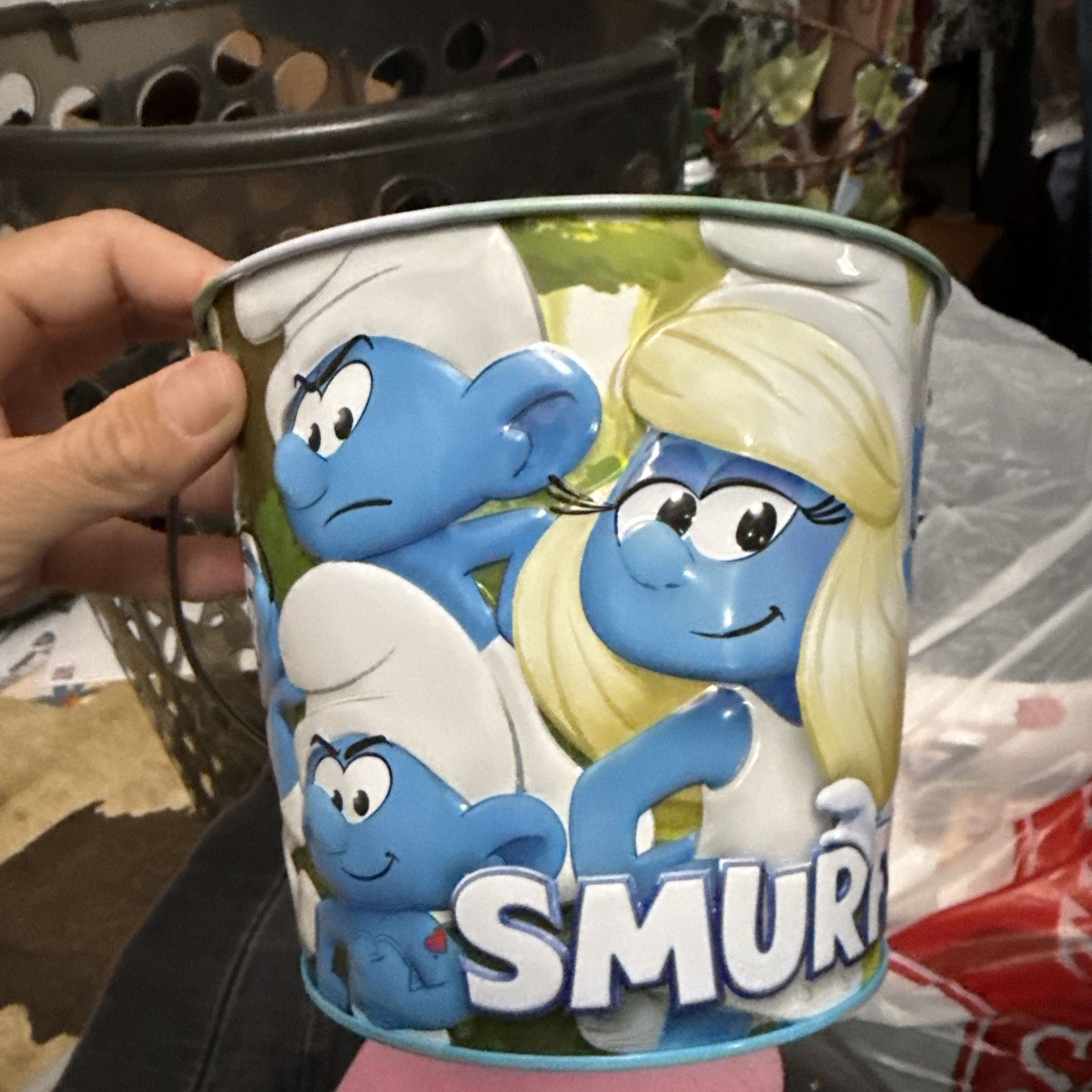 Smurf Popcorn Bucket 2025 Smurfs Movie Collectible Collectible Tin