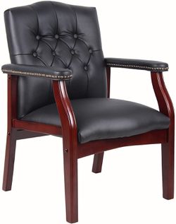 Traditional Mahogany Executive Guest Chair, Black