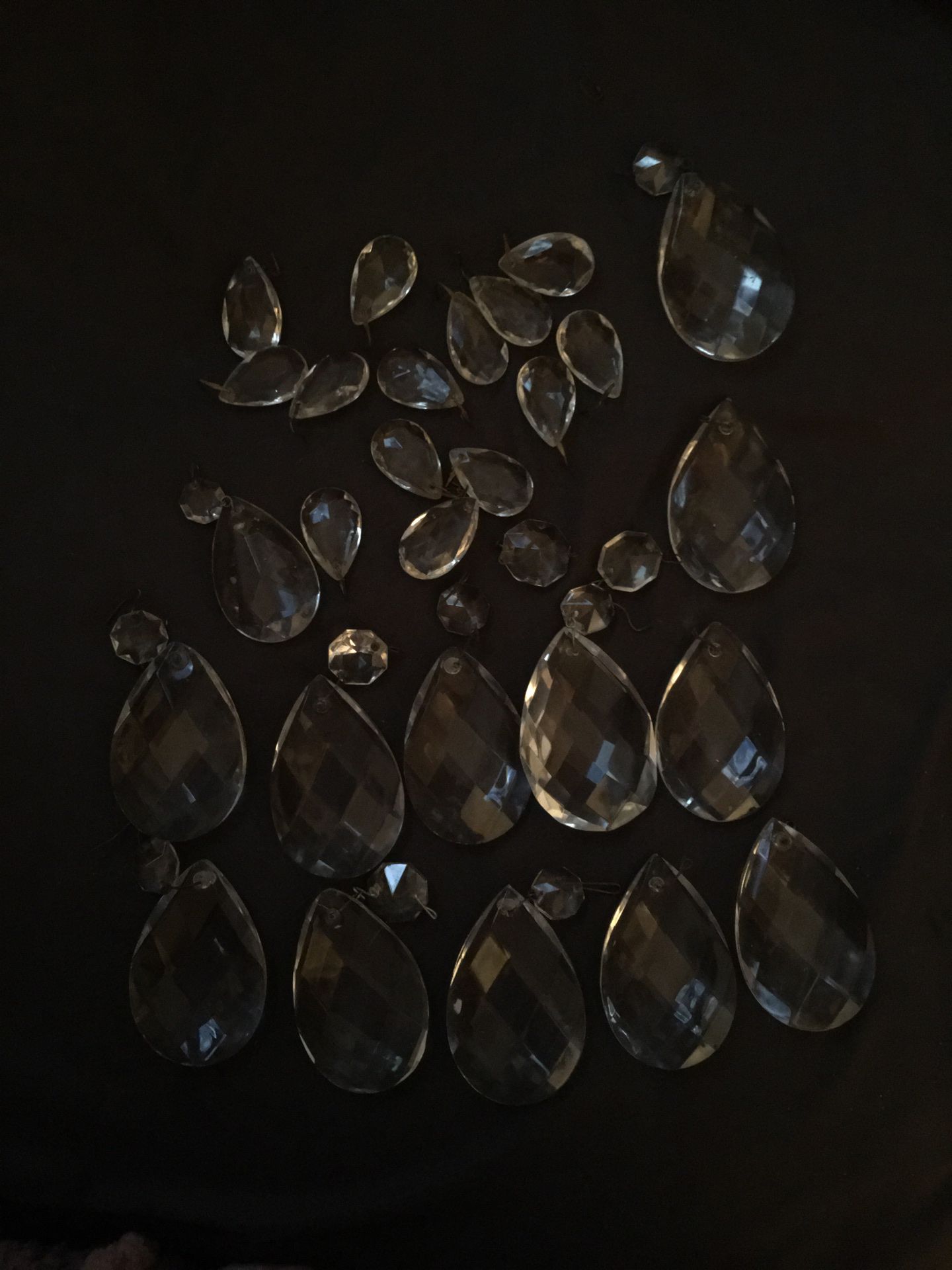 Antique/Vintage lamp crystals 27 tear drop 12 large 1 medium 14 small