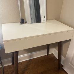 Single Drawer Desk/Vanity, With White Top And Wooden Legs ($100 OBO!)