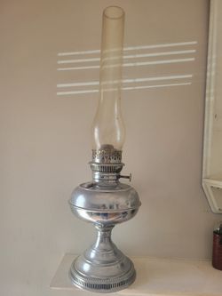 Antique Rayo Kerosene Oil Lamp Center Draft Nickel Plate B&H Pat 1905