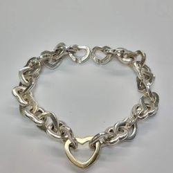 Tiffany and Co Heart Link silver Bracelet with 18k gold