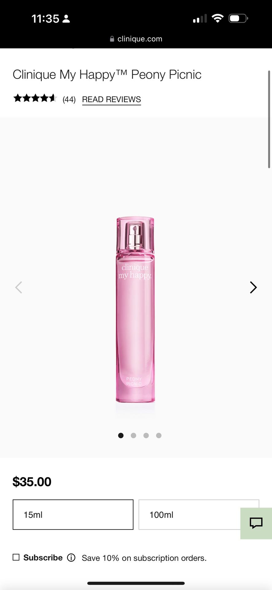 Brand NEW Clinique My Happy™ Peony Picnic 15ml Perfume Orig $35