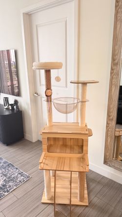 Modern Cat Tree Tower 57.9in Tall Corner Cat Climber with Scratching Posts