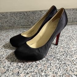 Christian Louboutin Platform Heels Black Stain Red Bottoms Size 39