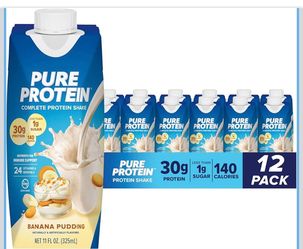 Pure Protein Complete Protein Shake, Banana Pudding, 30g High Protein Drink