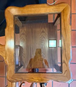Vintage Bassett 3-Piece Coffee Table Set – Solid Oak with Beveled Glass – Made in USA