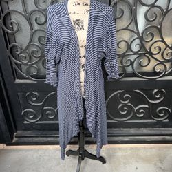 Lularoe navy blue and white striped cover-up size medium