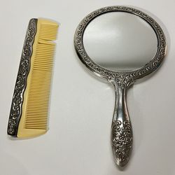 Vintage Silver Plate Mirror  set 