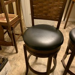 Two Wood frame 24” Swivel Bar/Counter Stools. 