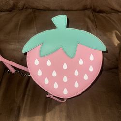 Pink strawberry crossbody bag