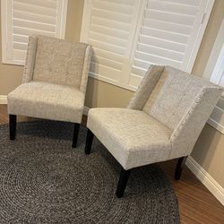 Oversized Upholstered Accent Chairs – Set of 2 (Neutral Gray)