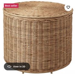 Ottoman with storage, handmade rattan