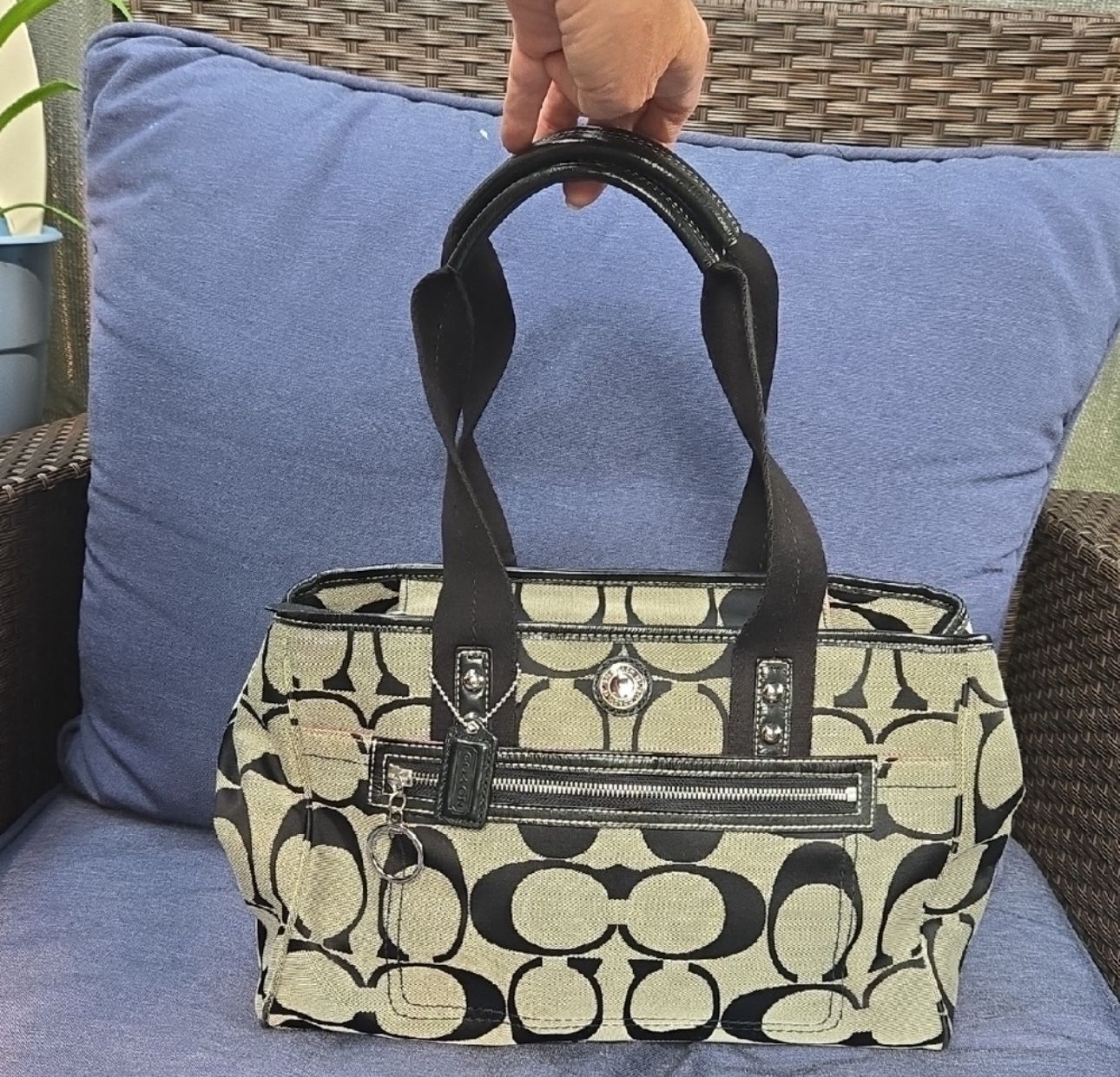 Coach Cream And Tan Tote Bag