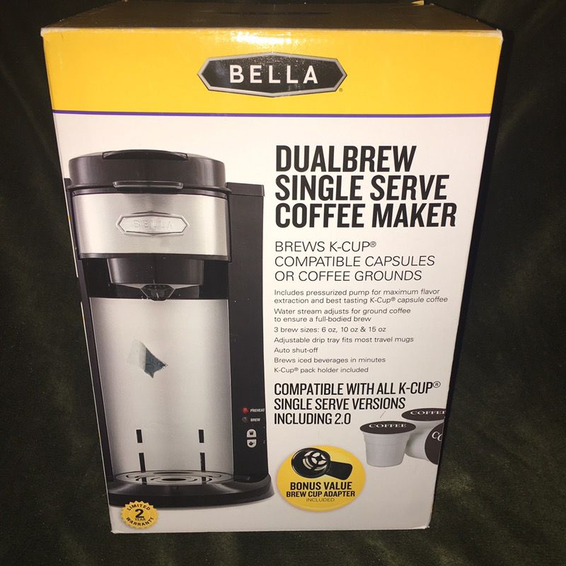 Bella coffee machine for grounds or k-cups