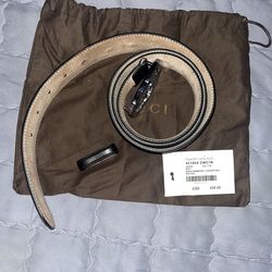 GUCCI SIGNATURE BELT/LEATHER CALF BLK SZ110