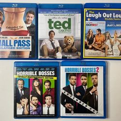 Lot of 6 Comedy Movies Blu-ray, DVD (Hall Pass, Ted, Horrible Bosses 1, 2 & more)