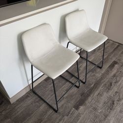 2 White Bar Stools