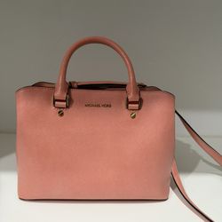 Michael Kors Savannah Small Peach Saffiano Leather Satchel