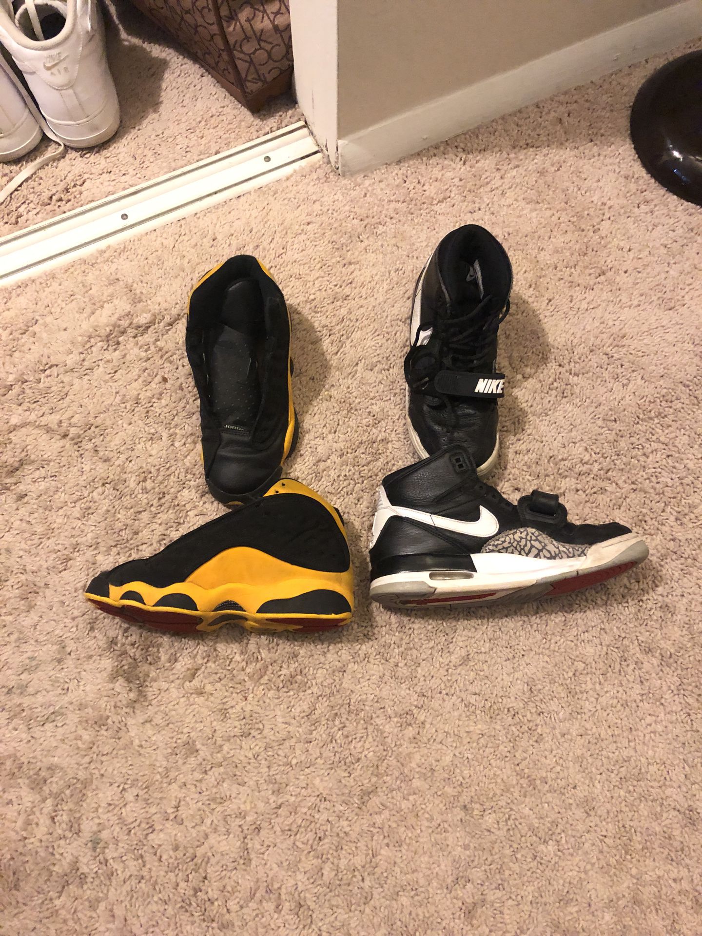$20 Yellow shoes 4 size,, $20 Nike shoes 5 size..