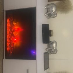 Tv Stand With Fireplace Insert Holds Up To 70”/75” Tv