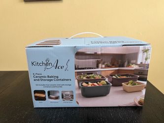 Kitchen Ace 8-Piece Ceramic Baking & storage Containers. NEW