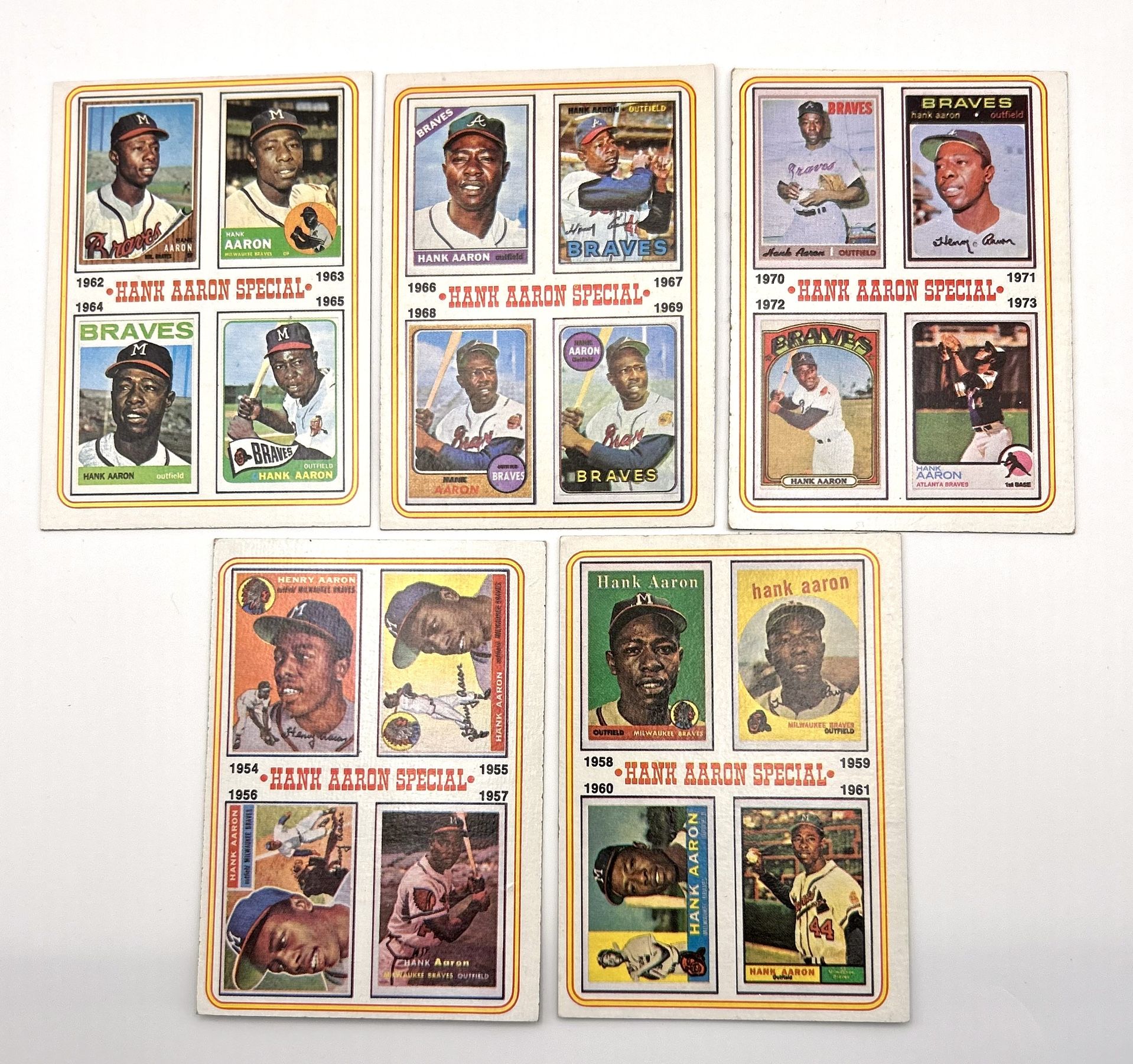 ⚡️⚡️Hank Aaron Special 1974 Topps  #2,3,4,5,6  - Lot Of 5 Milwaukee Atlanta Braves
