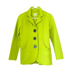Vintage Women's NEON BUDDHA Green Button Up Soft Cardigan Blazer Jacket - Small