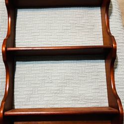 vintage wooden wall-mounted etagere shelf