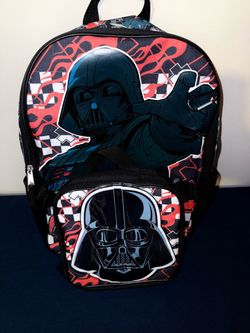 Star Wars Darth Vader Small Kids Backpack Black/Red Polyester Zip Mesh Pocket