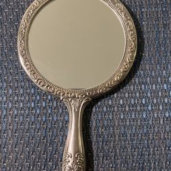 Antique French Silver Plated Hand Mirror. Beautiful Botanical Belle Époque Artisan Artwork. Made in France
