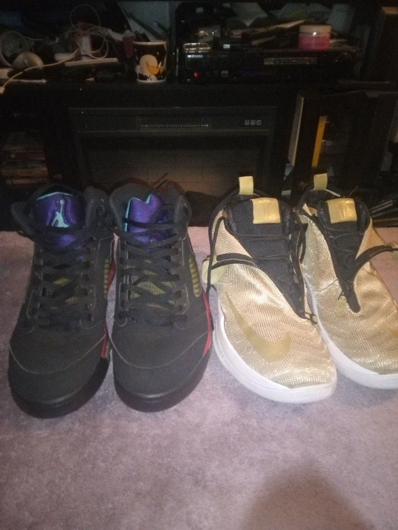 2 Prs Of Men's Basketball Sneakers Size 10 Jordan 5 Top 3/Nike Kobe Zoom Icon ( No Boxes)