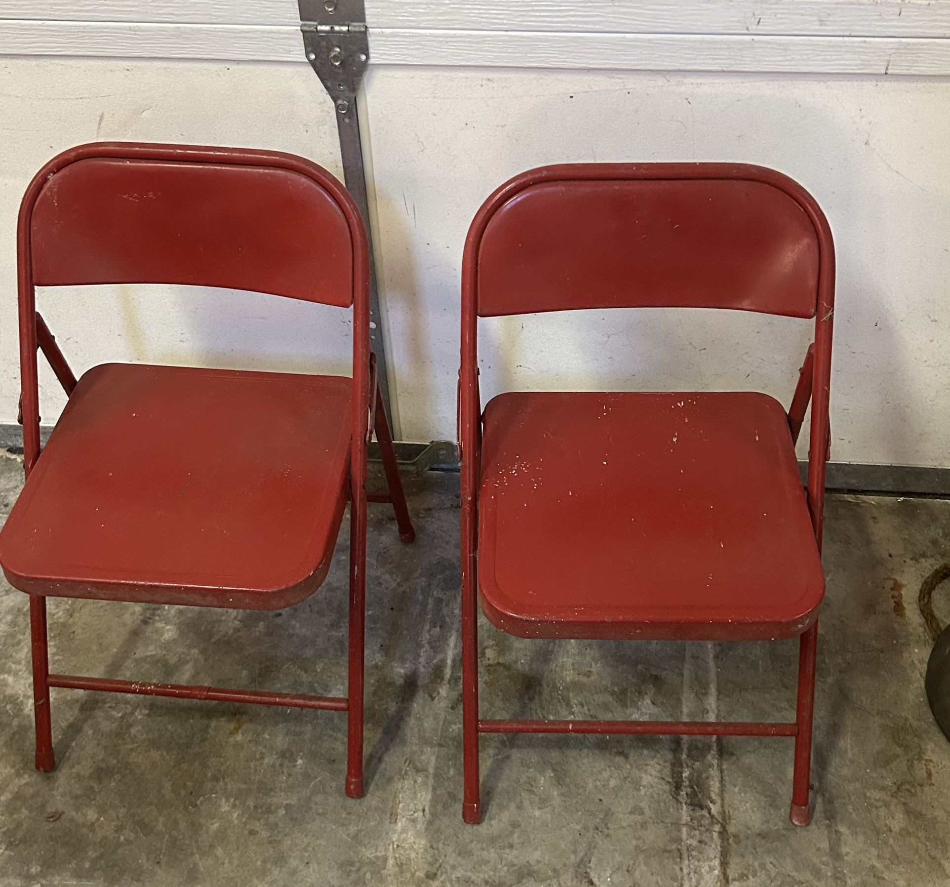 Rare Vintage Krueger Childs Folding Red Metal Chairs