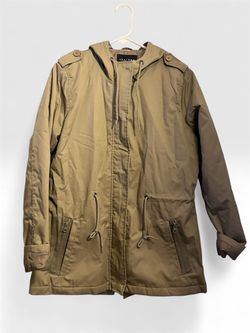 Therapy Women's Full Zip Beige Jacket Hooded Size Large pre-owned cond PRICE IS FIRM !!!