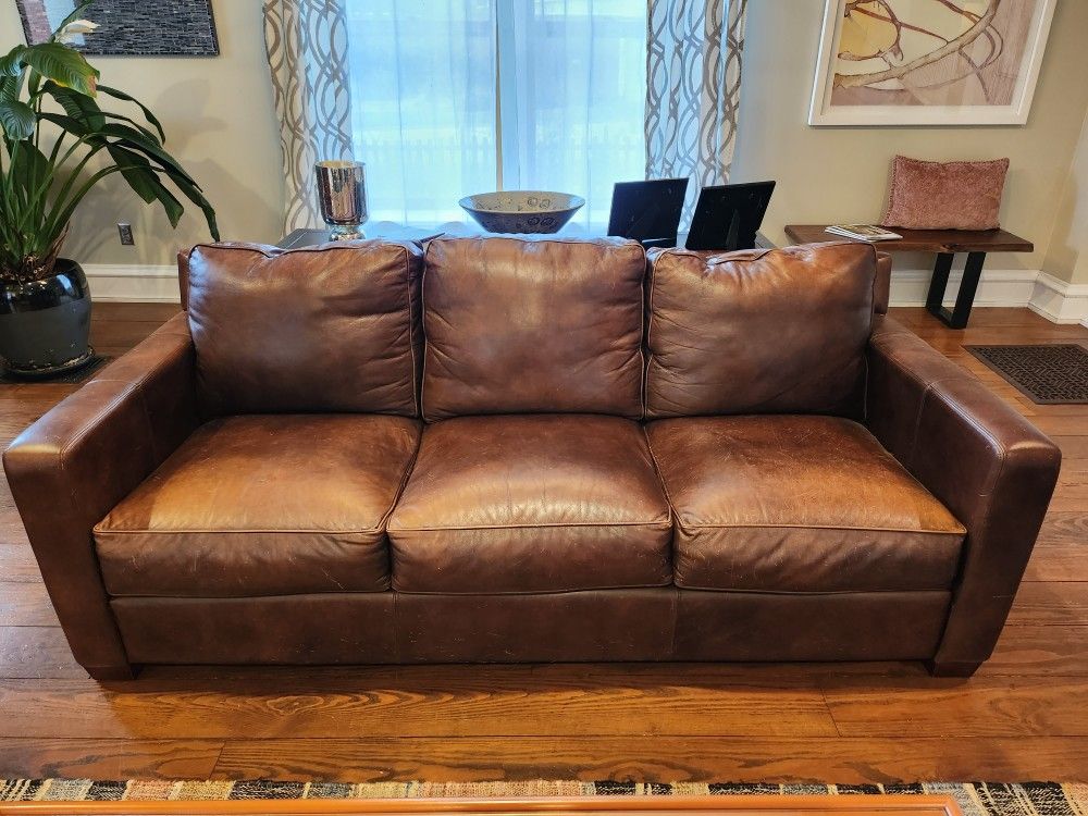 84" L Thomasville Leather Sofa