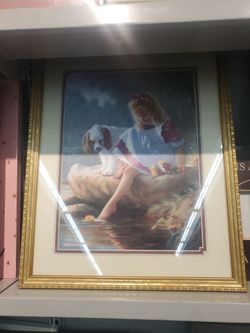Vintage mark Arian picture girl with cooker spaniel