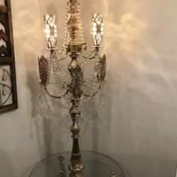 Vintage HOLLYWOOD REGENCY Crystal /metal Floor Lamp