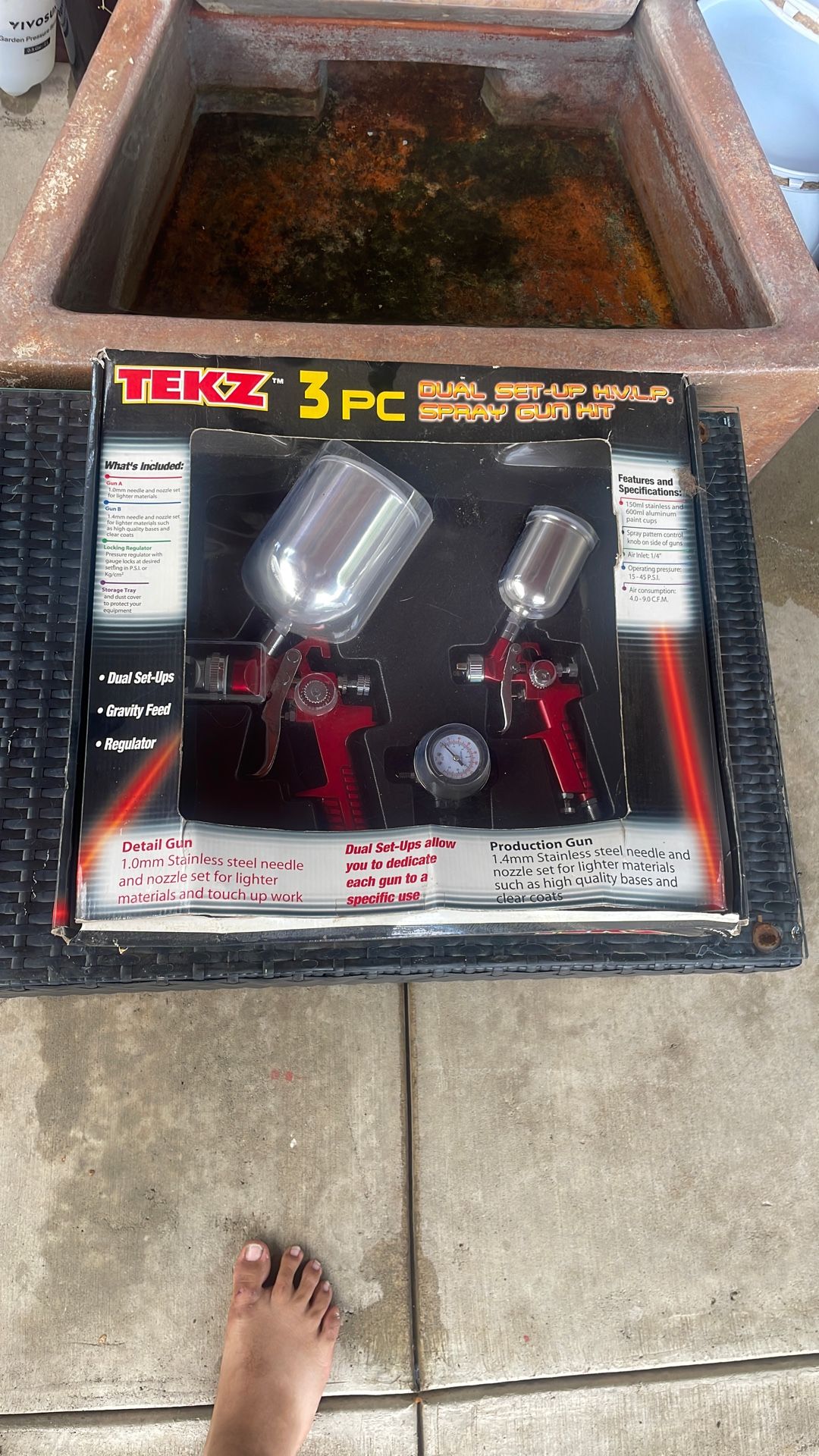 TEKZ 3pc Dual setup HVLP SPRAY GUN KIT