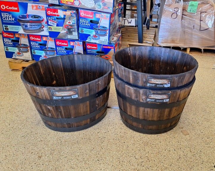 25 in. Dia x 16 in. Wood Whiskey Barrel