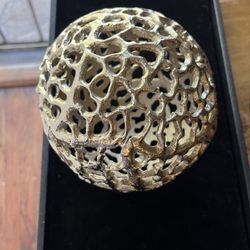 Gold Brass Torch Coral Sphere (Wildwood) Gold Metal Coral Orb Sphere Sculpture Large Oversize 12” Home Decor Staging NEW