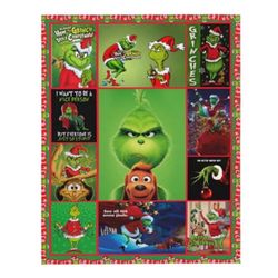 The Grinch Soft Warm Super Cozy Lightweight Fashion Funny Bedding Fleece Throw Blanket for Couch Sofa Bed Home Living Room Bedroom Gift for Women Men