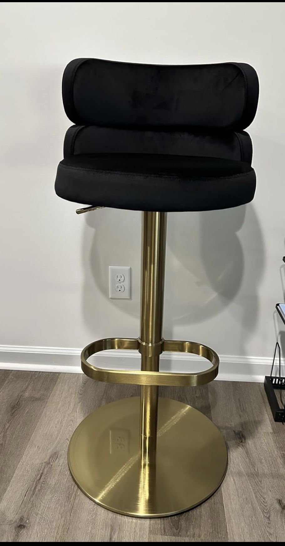 Bar Stool Modern Velvet Adjustable Swivel Barstool, Armless Hydraulic Kitchen Counter Bar Stool Velvet Extra Height Square Island Barstool w/Back