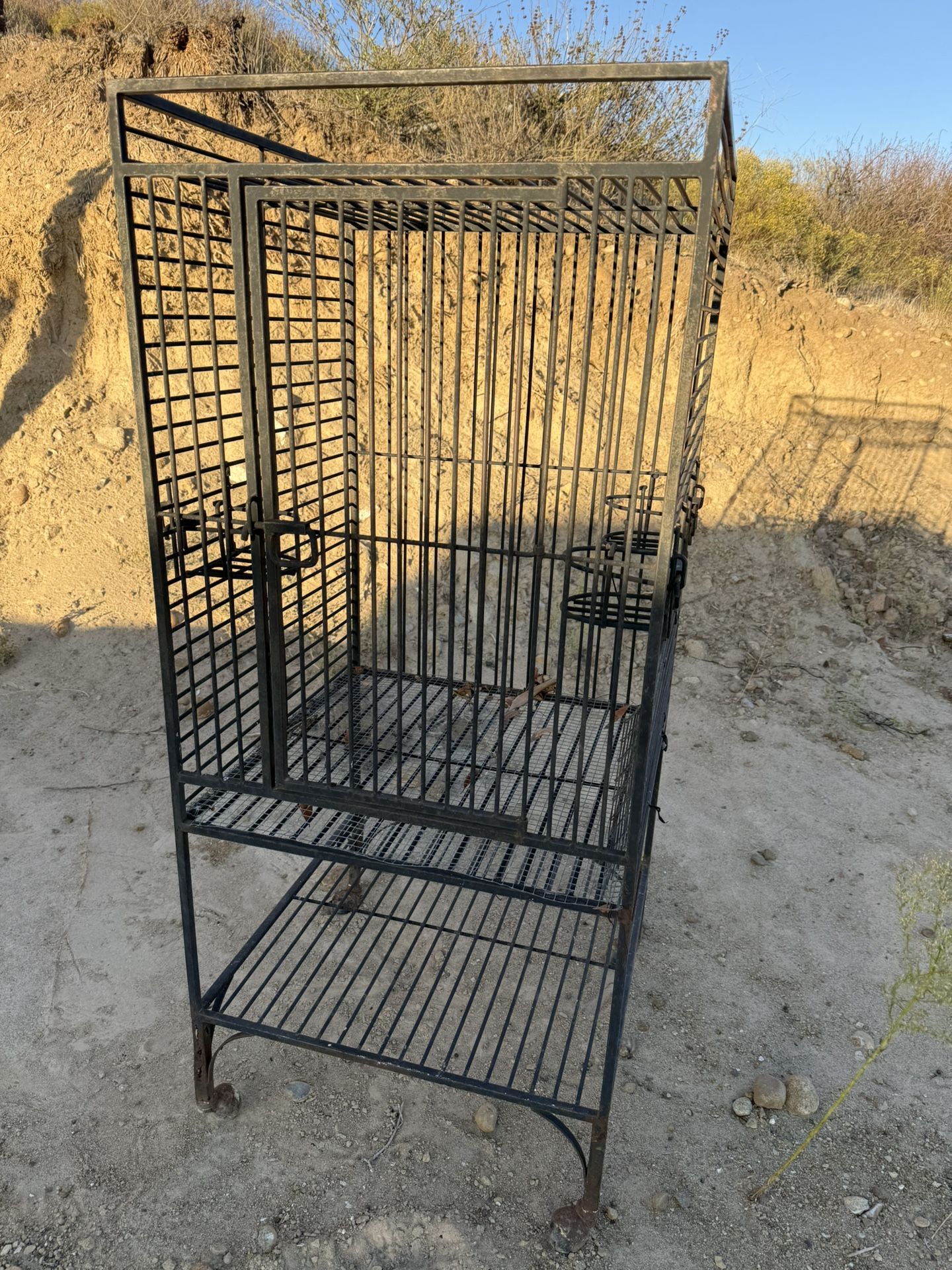 Large Wrought Iron  Parrot Cage 24 Inches Wide X 55 Inches Tall