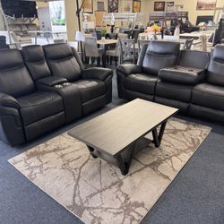 Black Sofa And Love Seat Recliner Set