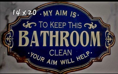 Vintage-Style Bathroom Humor Wall Sign 14x20
